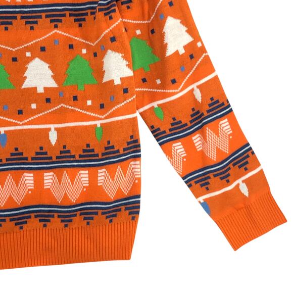 Whataburger Mens Size S Sweater Ugly Christmas Knit Lightweight Crewneck Orange - Picture 5 of 16